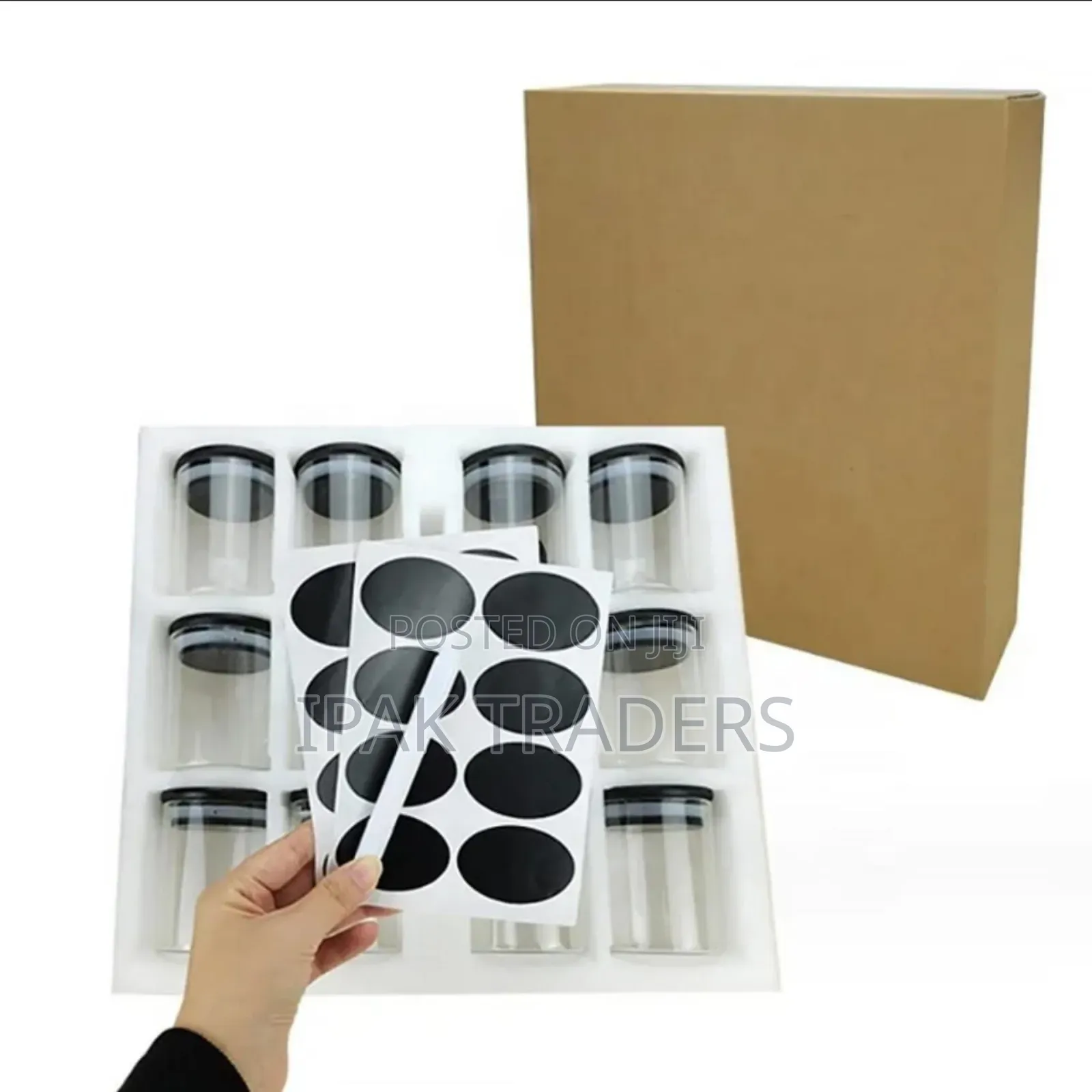 *Round Glass Jars/Spice Jars With Black Lid +
