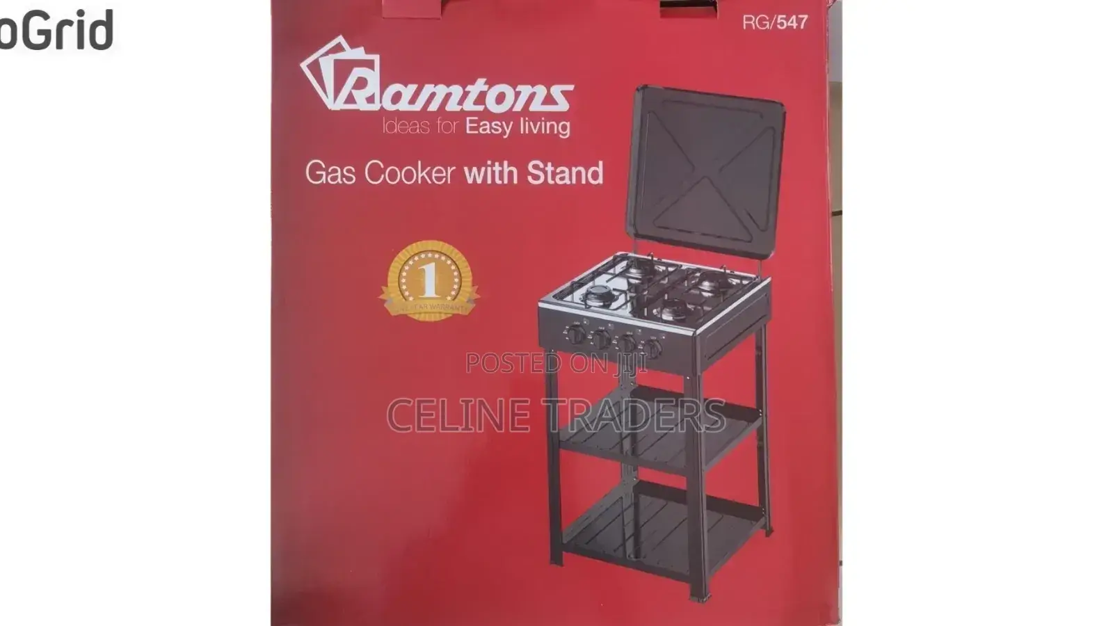 Ramtons Rg/547-Gas Cooker 4 Burner With Stand