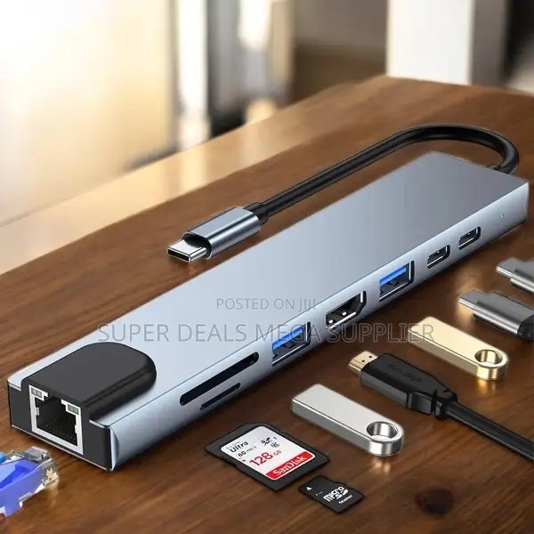Heavy-Duty 8-in-1 Usb Type C Hub Dock With 1080p Hd and Ethernet Speed