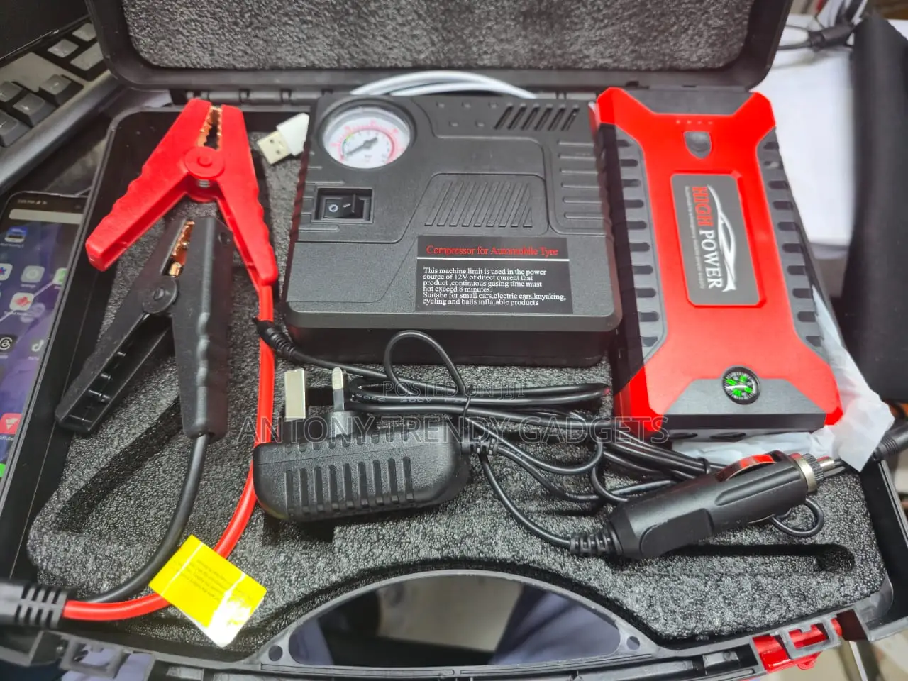 Portable Car Jump Starter Kit With Air Compressor