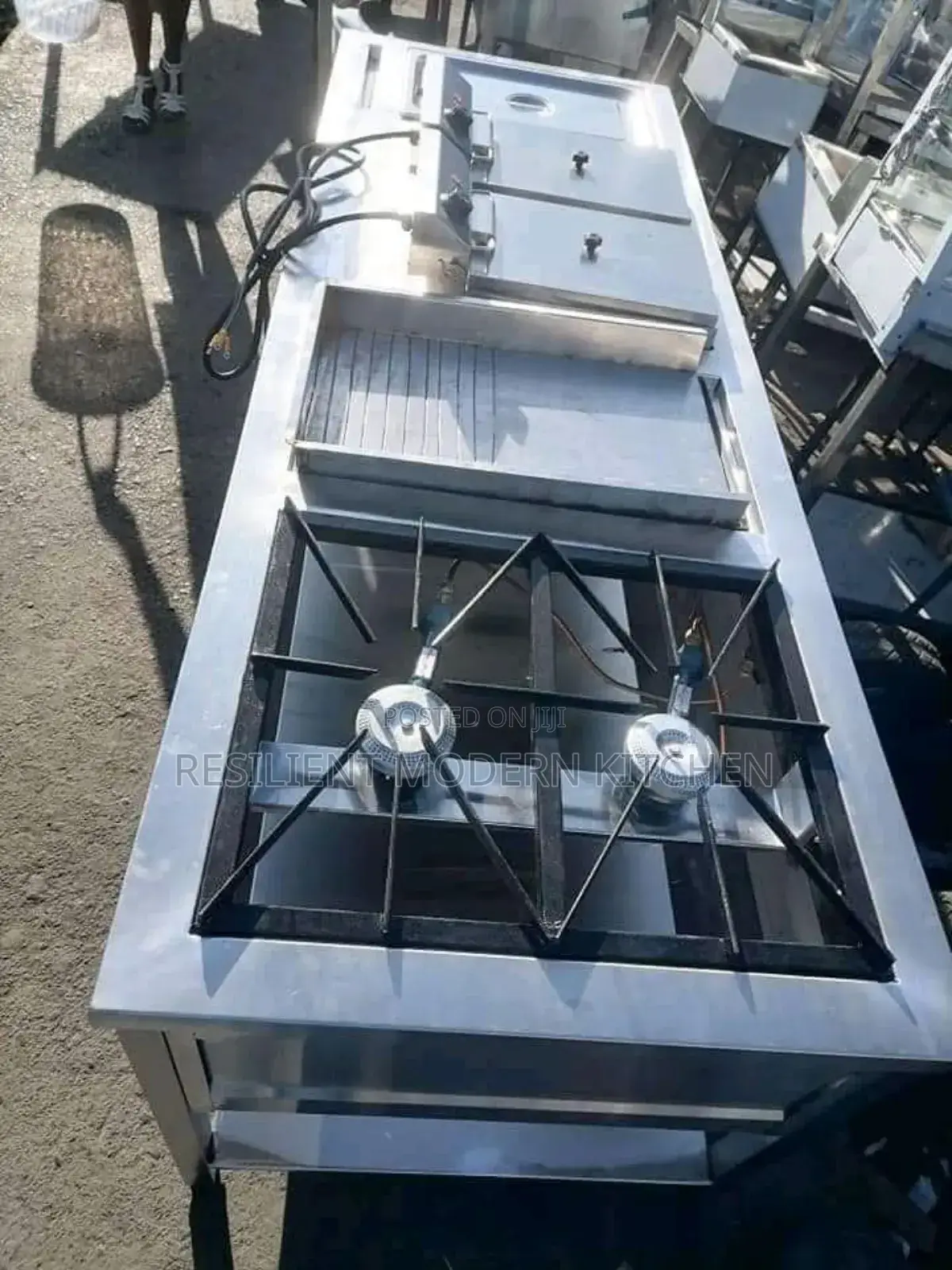 Combined Cooker With 2 Burner, Fryer and Griddle
