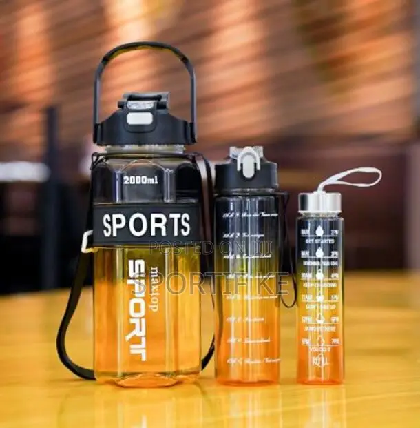 Portable 3 In1 Sports Gradient Water Bottle Set