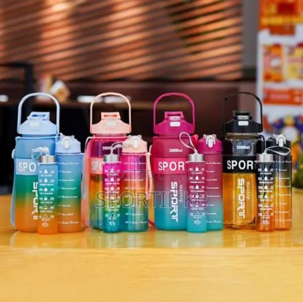 Portable 3 In1 Sports Gradient Water Bottle Set