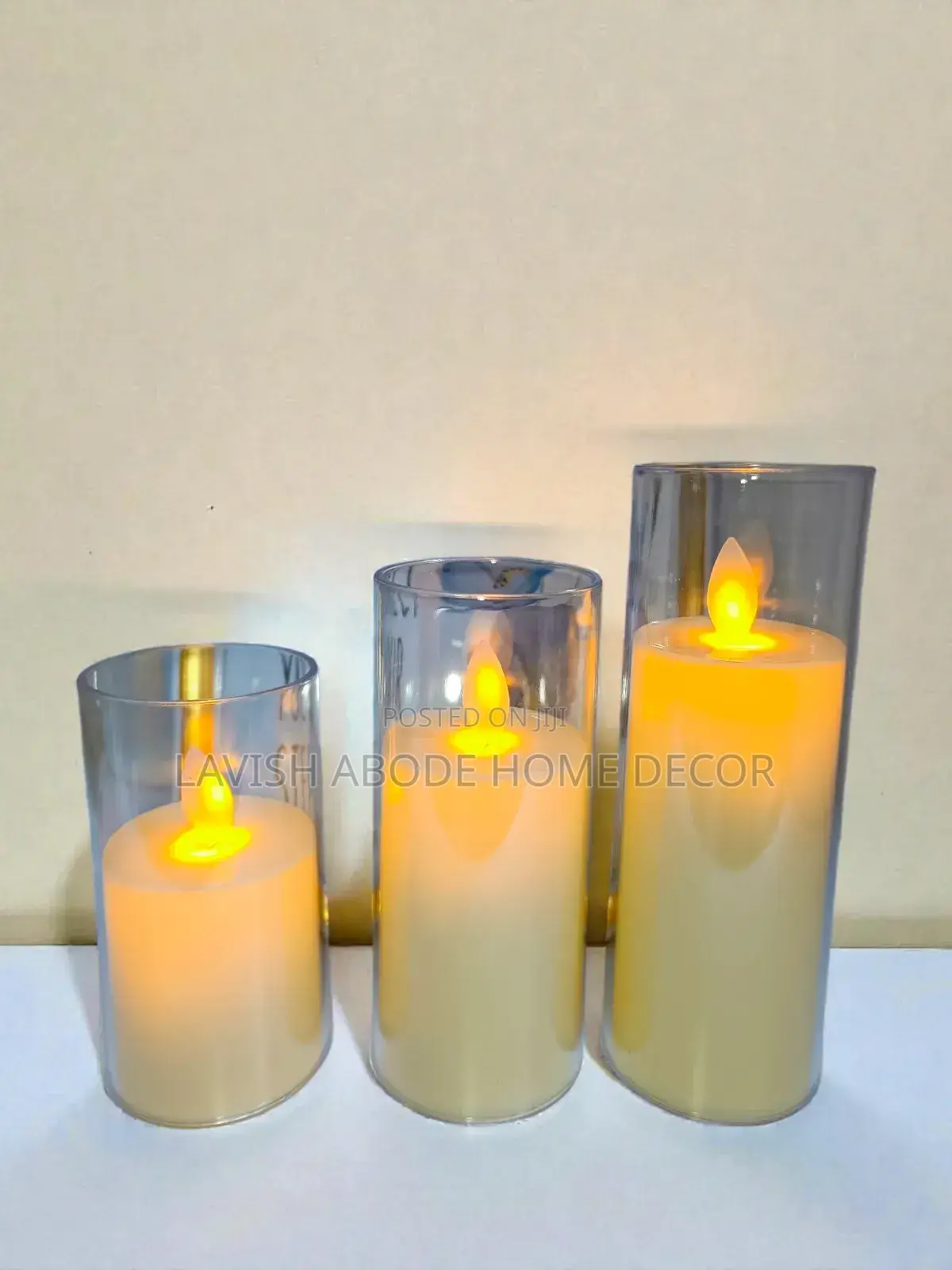 3 Piece Acrylic Candles Decoration Led Plastic Battery Use
