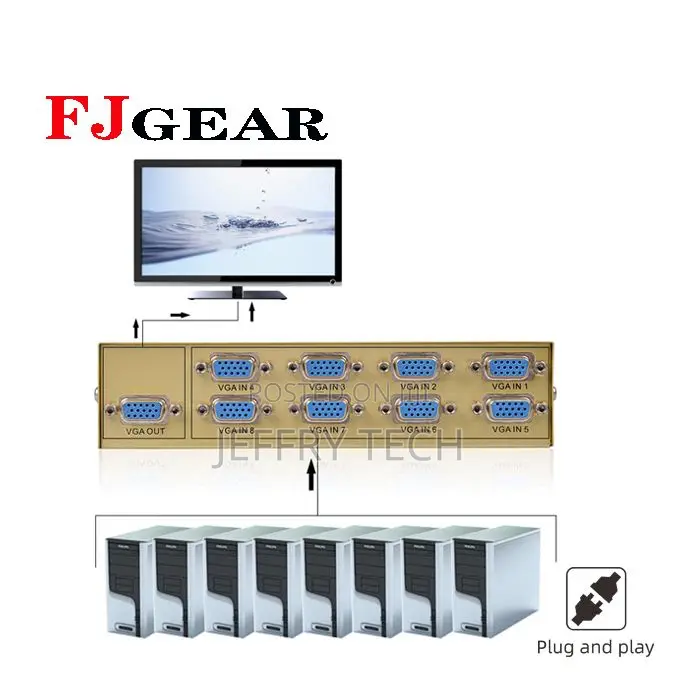 8-in-1 8-Port Vga Switch Box Video Splitter Pc Monitor Selector
