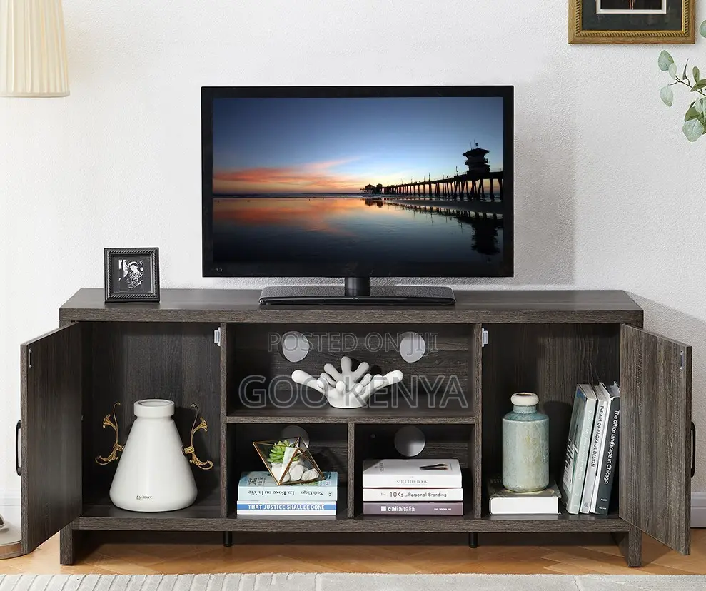 Home Tv Cabinet;Wooden Tv Console With Storage Shelves for Living Room