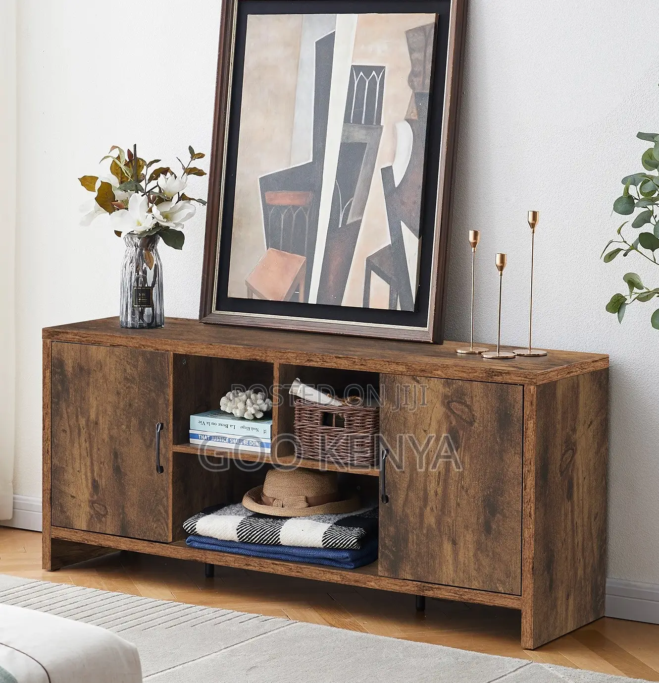 Home Tv Cabinet;Wooden Tv Console With Storage Shelves for Living Room