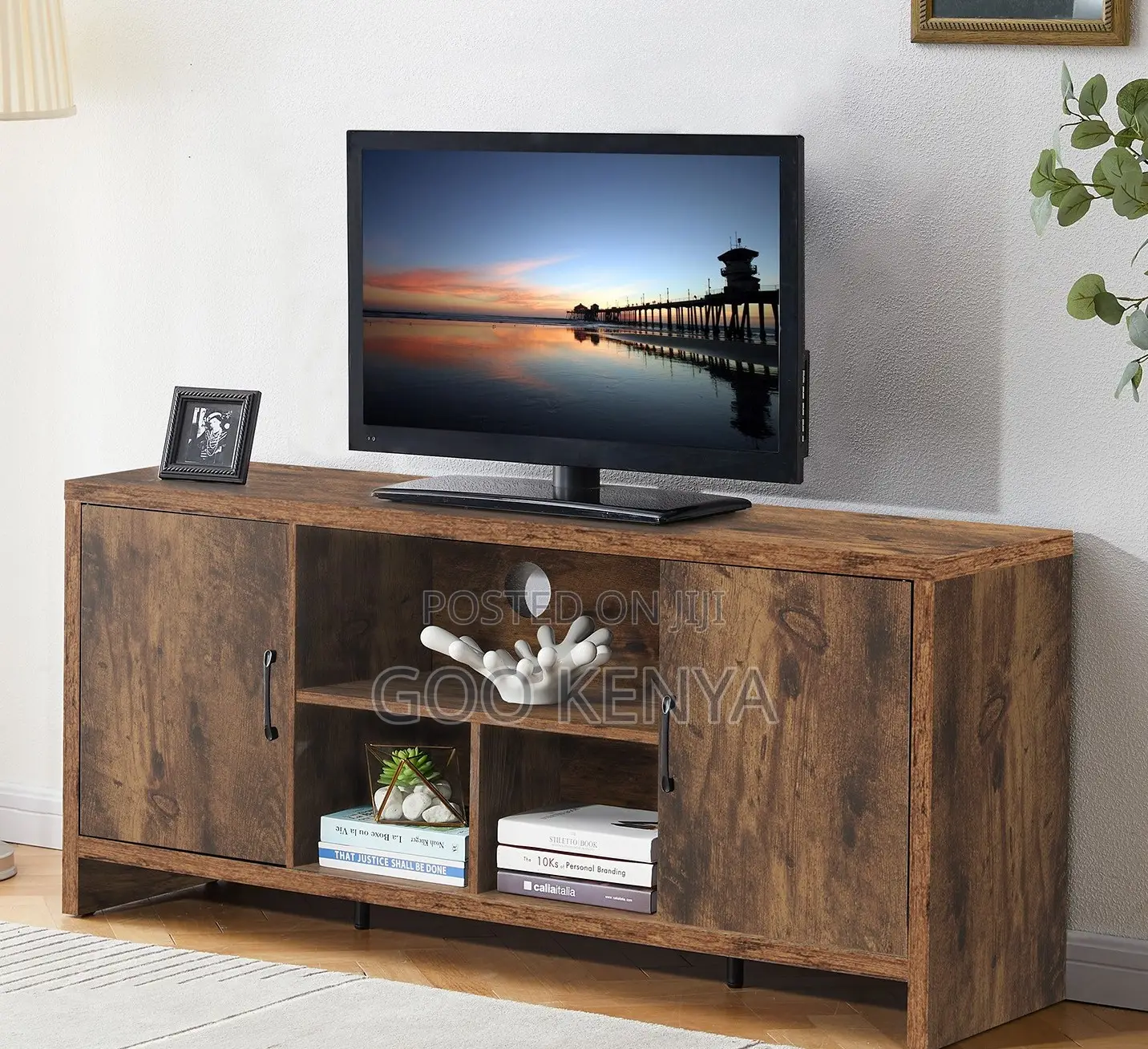 Home Tv Cabinet;Wooden Tv Console With Storage Shelves for Living Room