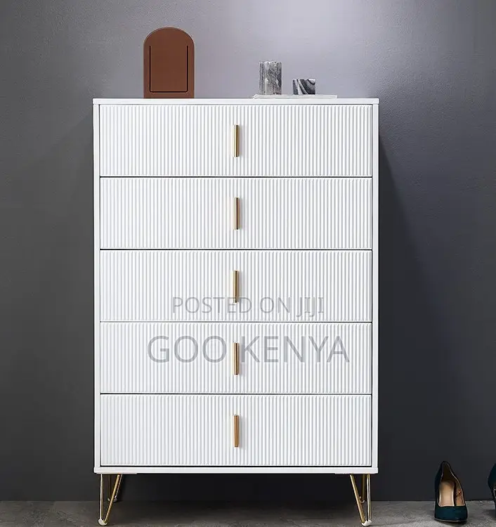 Home Cabinet; 5-Tier Modern Metal Chest of Drawers for Living Room