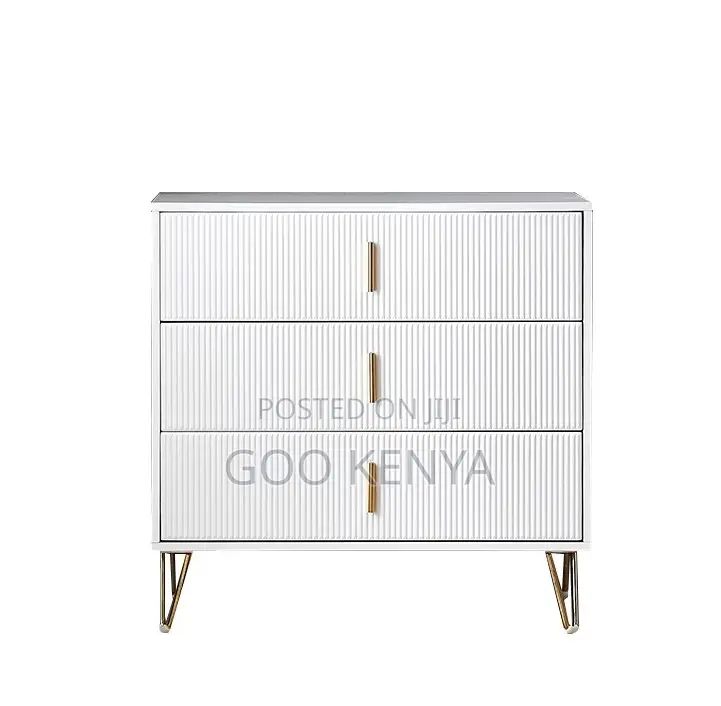 Home Cabinet; Corner Wooden Bedside - 3-drawer Nightstand For Bedroom