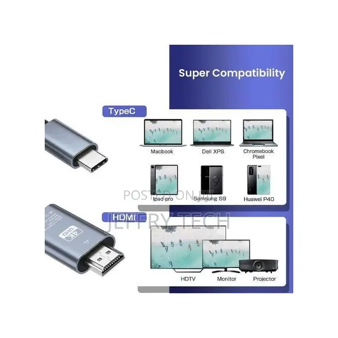 Usb Type-C to Hdmi Cable, Ultra-High Definition Converter, at 30hz