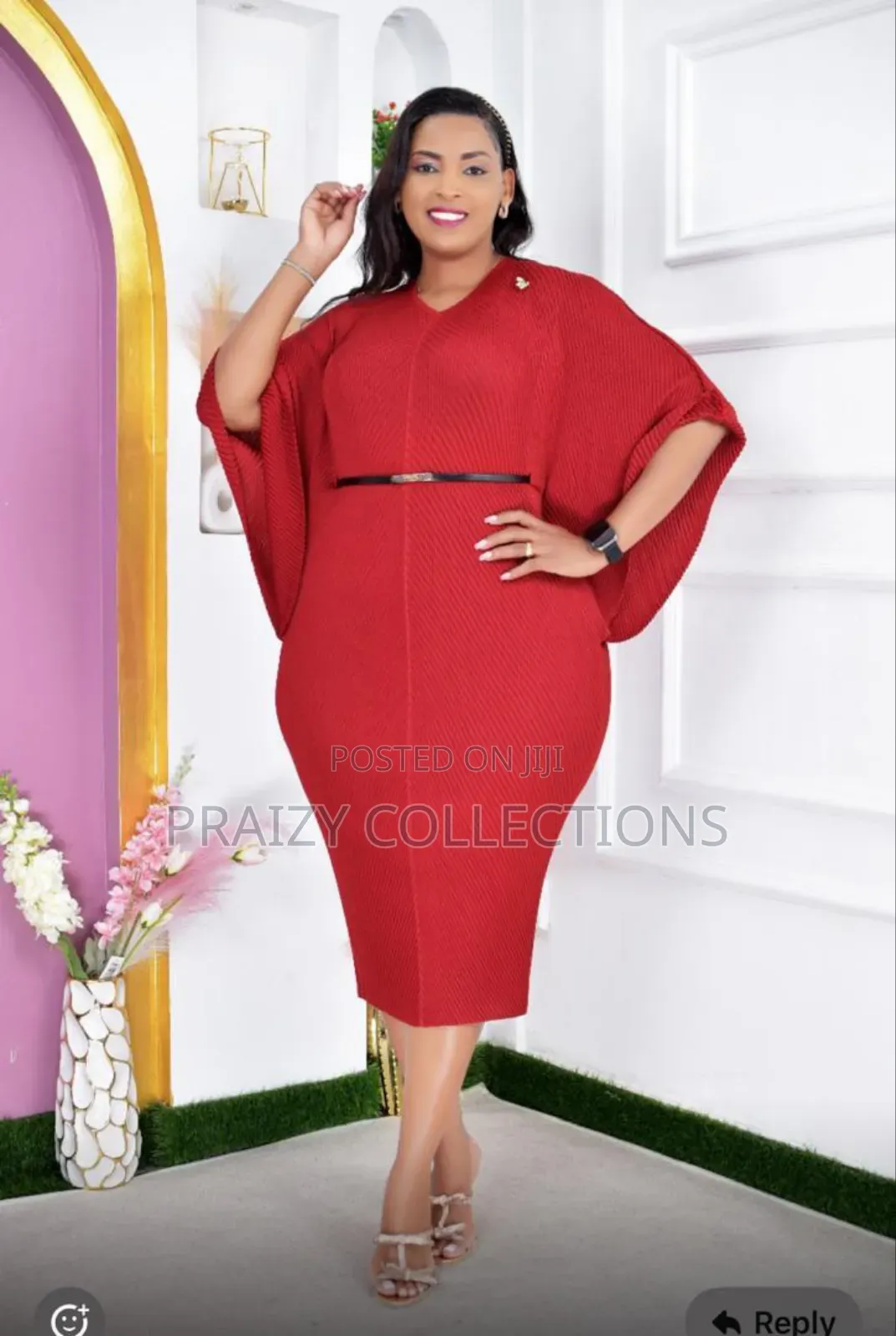 Elegant Free-Size Pleated/Miyaki Midi Dress