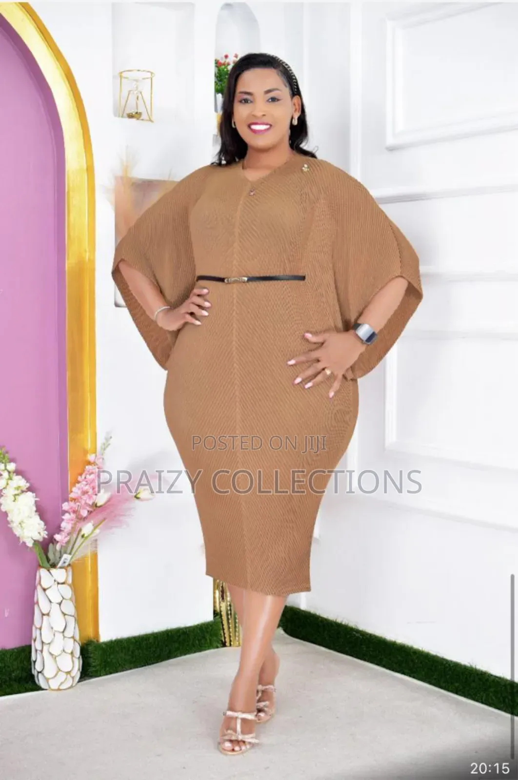 Elegant Free-Size Pleated/Miyaki Midi Dress