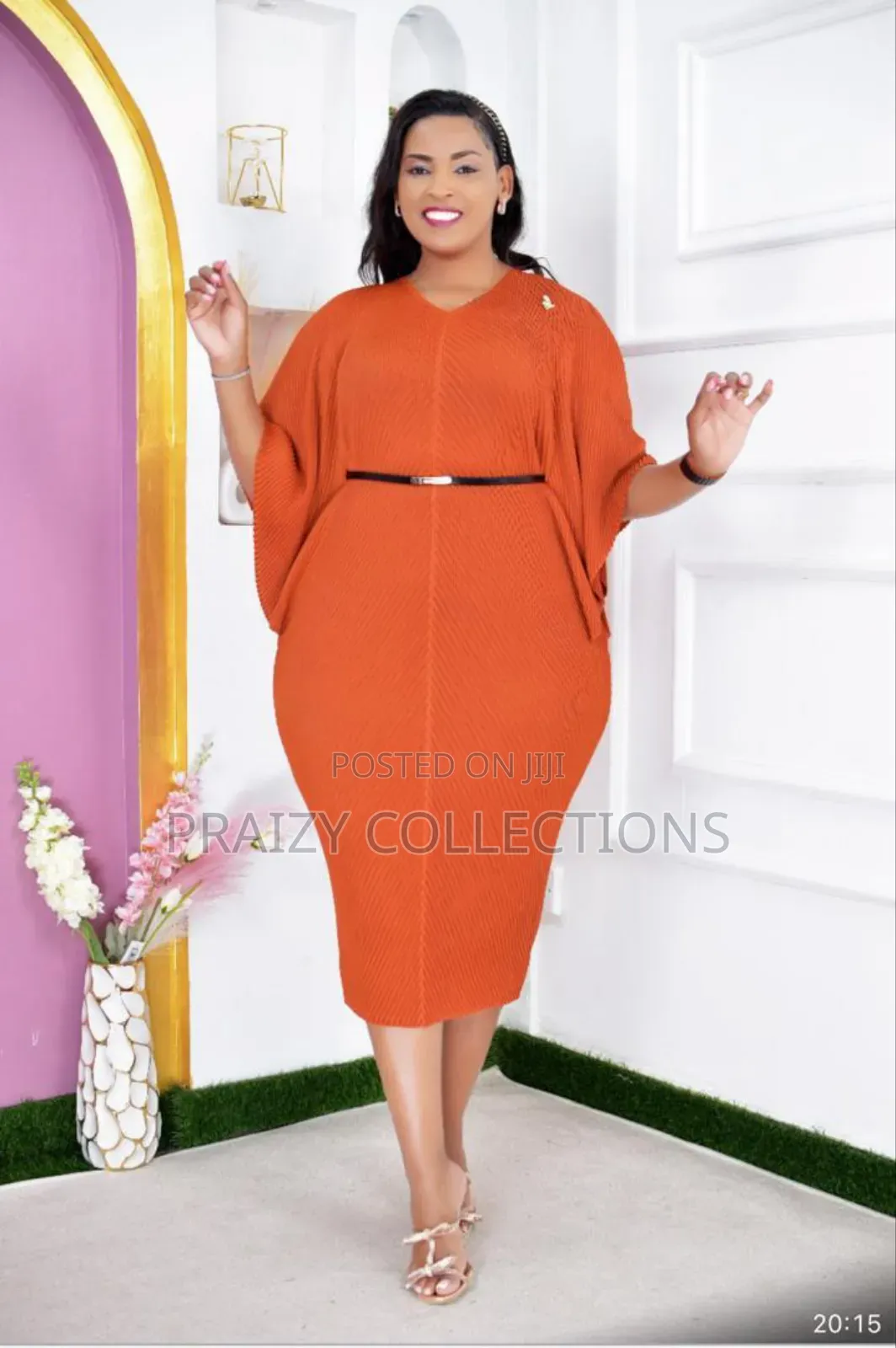 Elegant Free-Size Pleated/Miyaki Midi Dress