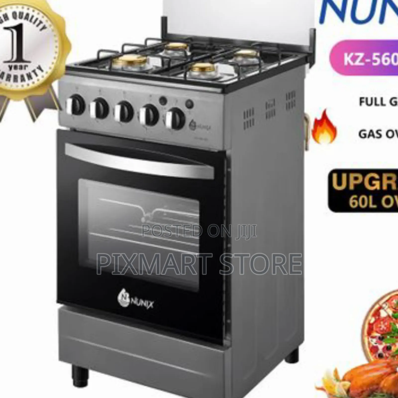 Nunix Gas Cooker With Oven - 50cm Compact Kitchen Solution