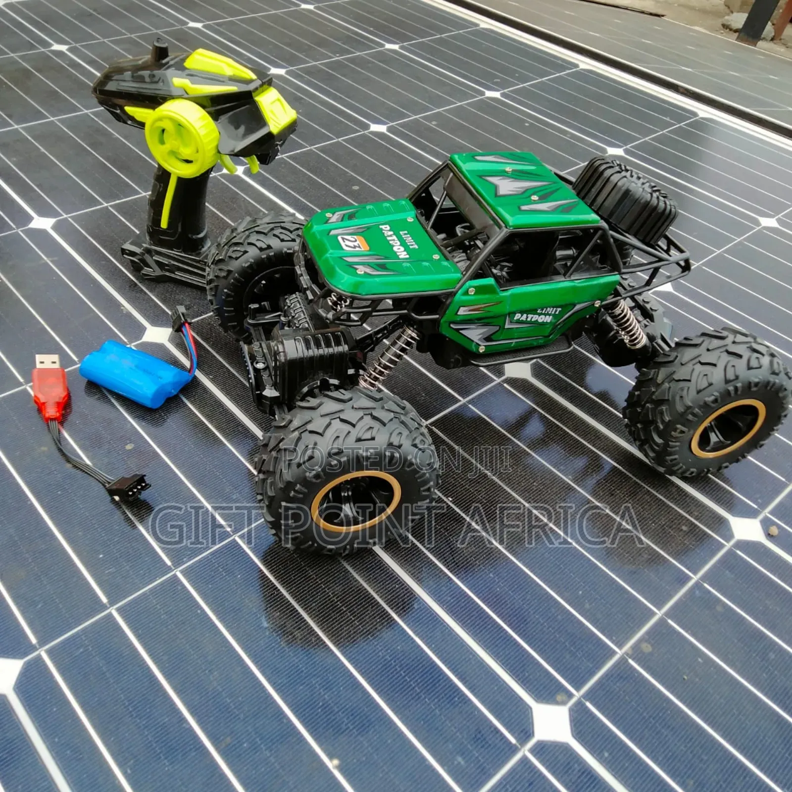 Remote Controlled Rechargeable Monster Truck For Kids In Green Color