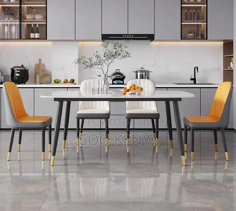 Home Dining Set;4-Seater Modern Rectangular Dining Table and Chair Set