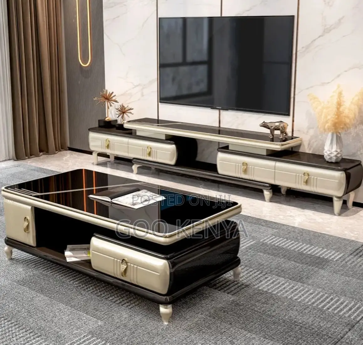 Home Cabinet Set; Panel Wood Tv Cabinet And Coffee Table Set For Home