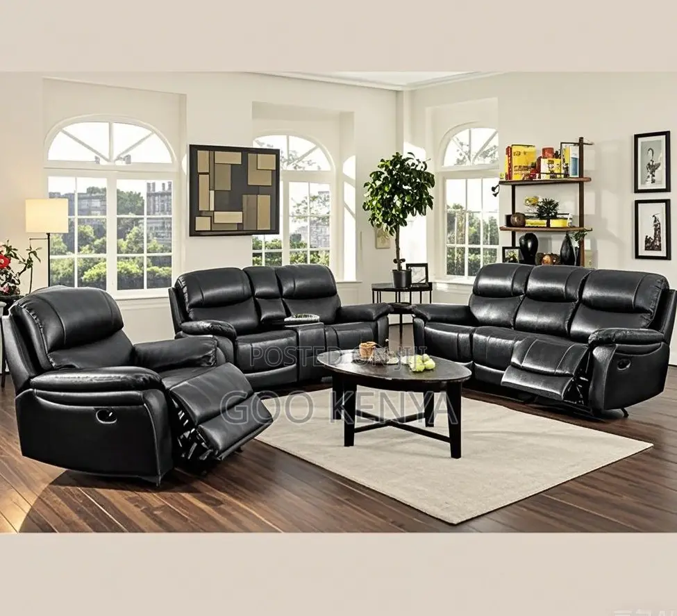 Home Sofa; Spacious Leather Recliner Furniture Set for Room Comfort