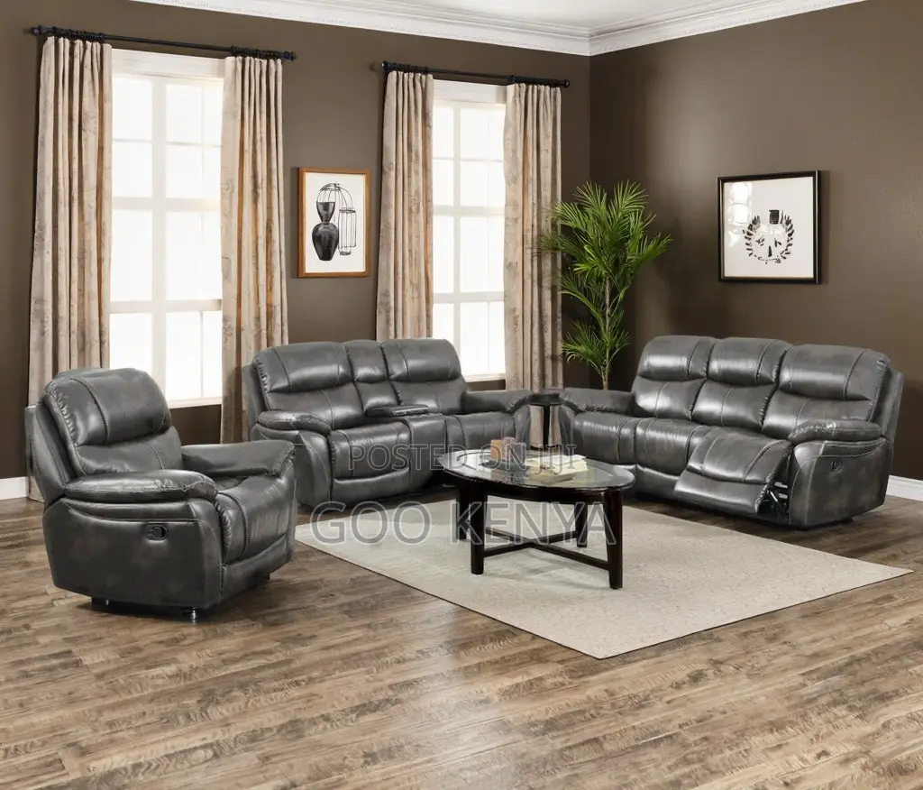 Home Sofa; Spacious Leather Recliner Furniture Set for Room Comfort