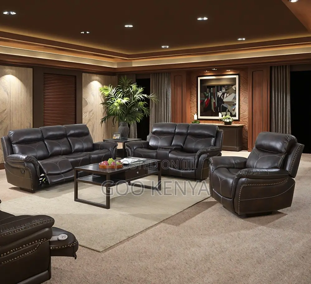 Home Sofa; Spacious Leather Recliner Furniture Set for Room Comfort