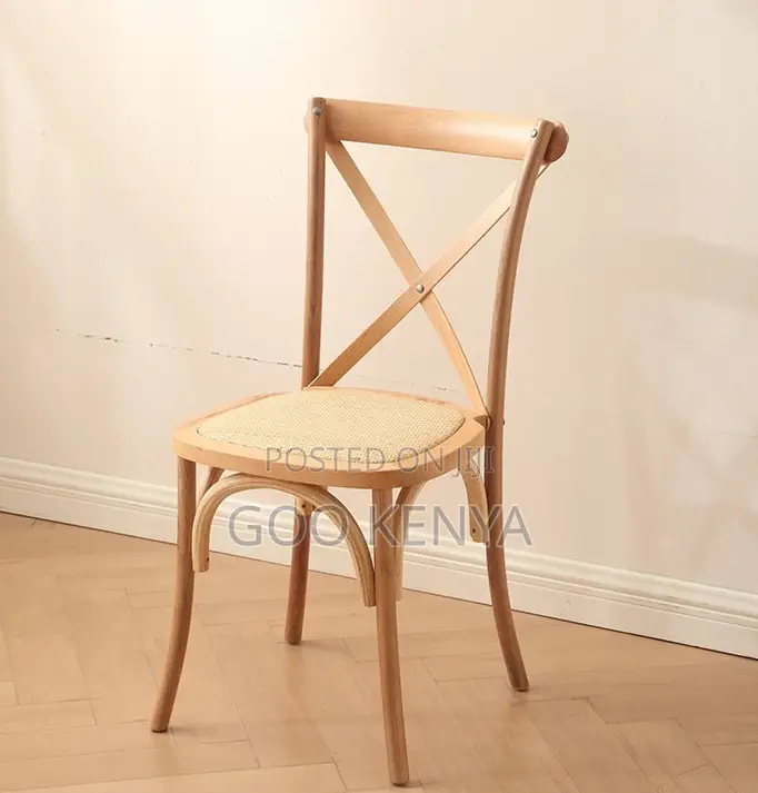 Home Chair;Solid Wood Cross-Back Dining Chair With Natural Rattan Seat