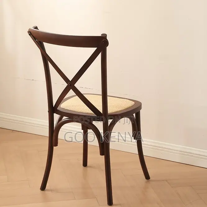 Home Chair;Solid Wood Cross-Back Dining Chair With Natural Rattan Seat