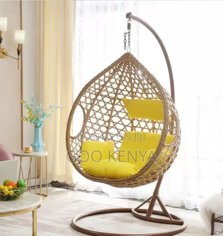 Home Chair; Wicker Egg Lounge Swing Chair With Rocking Base