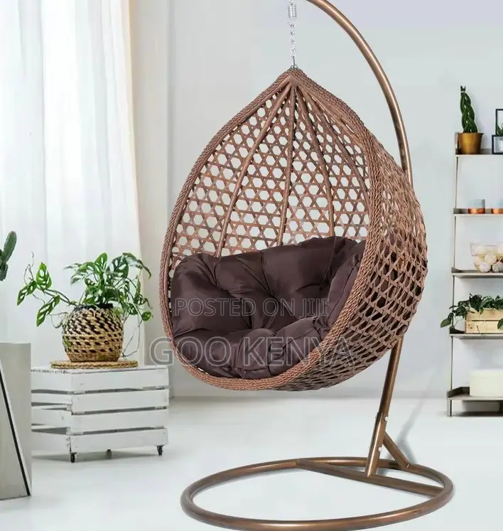 Home Chair; Wicker Egg Lounge Swing Chair With Rocking Base