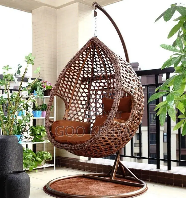 Home Chair; Wicker Egg Lounge Swing Chair With Rocking Base
