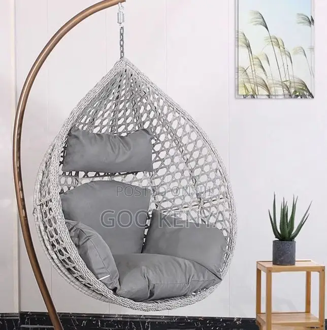 Home Chair; Wicker Egg Lounge Swing Chair With Rocking Base