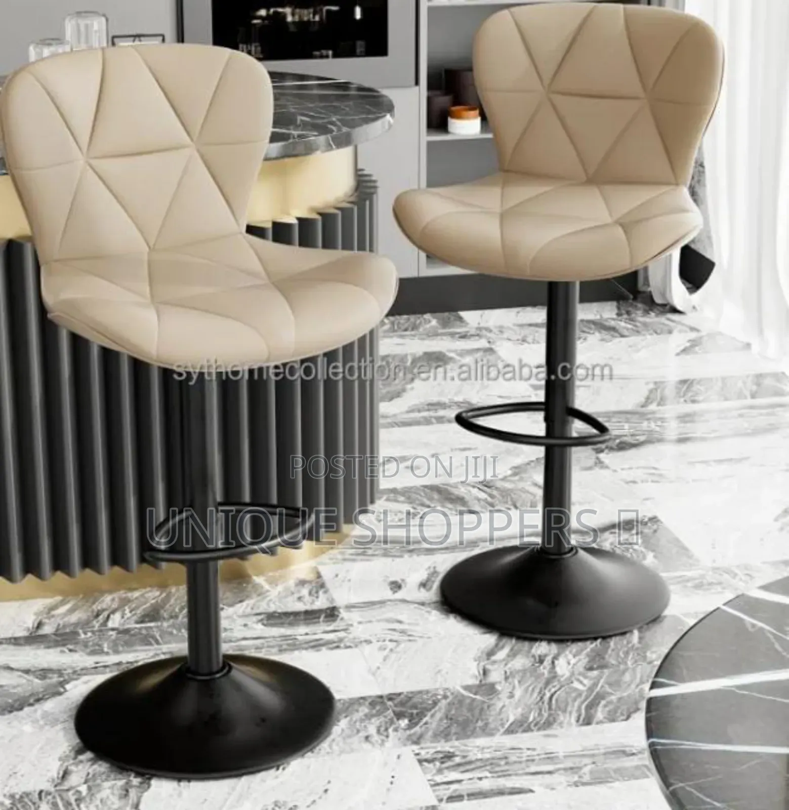 Alden Design Adjustable Counter-Height Faux Leather Modern Bar Stools.