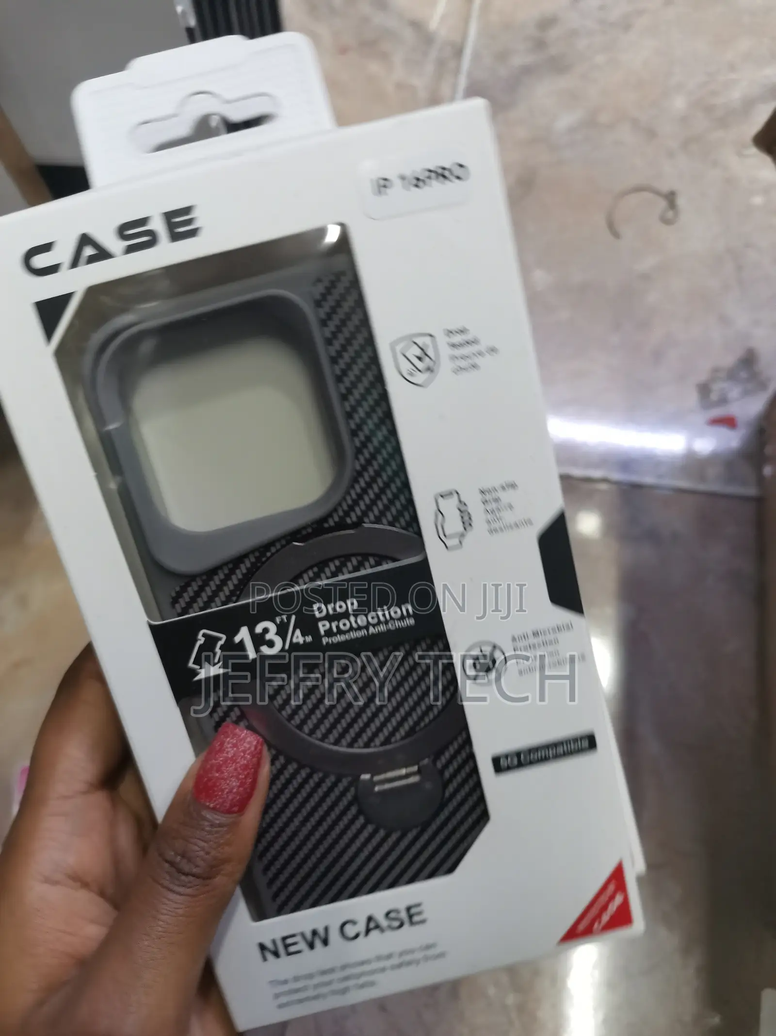 Enzo iPhone 16 Pro Max Carbon Fibre Case With Invisible Ring Stand