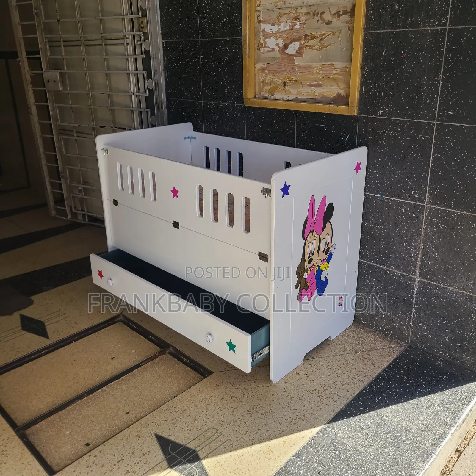 MDF Baby Cot (Bed) With Storage Drawer.