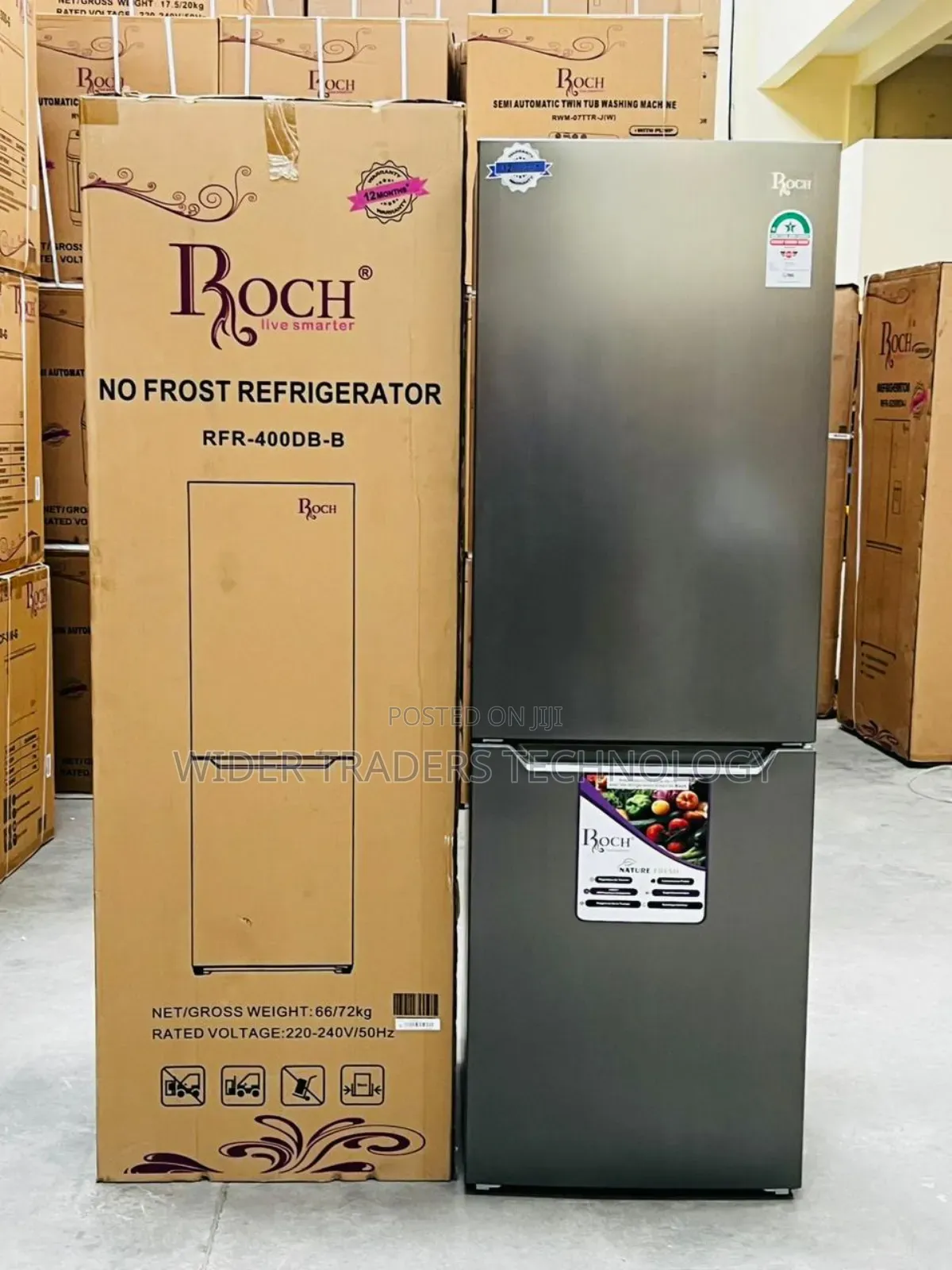 Roch No Frost Double Door Fridge With Bottom Load Freezer- 330 LTRS