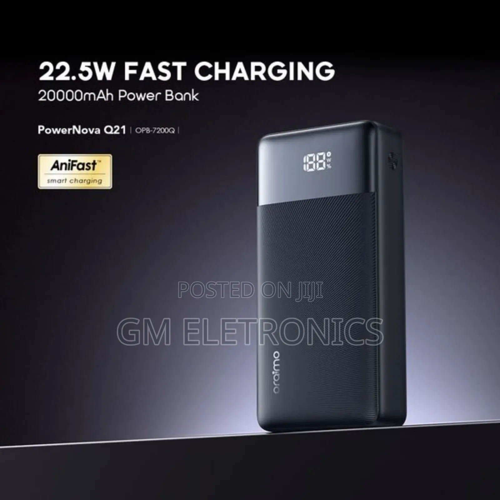 Oraimo 20000mah 22.5w Fast Charging Power Bank With Led Display .