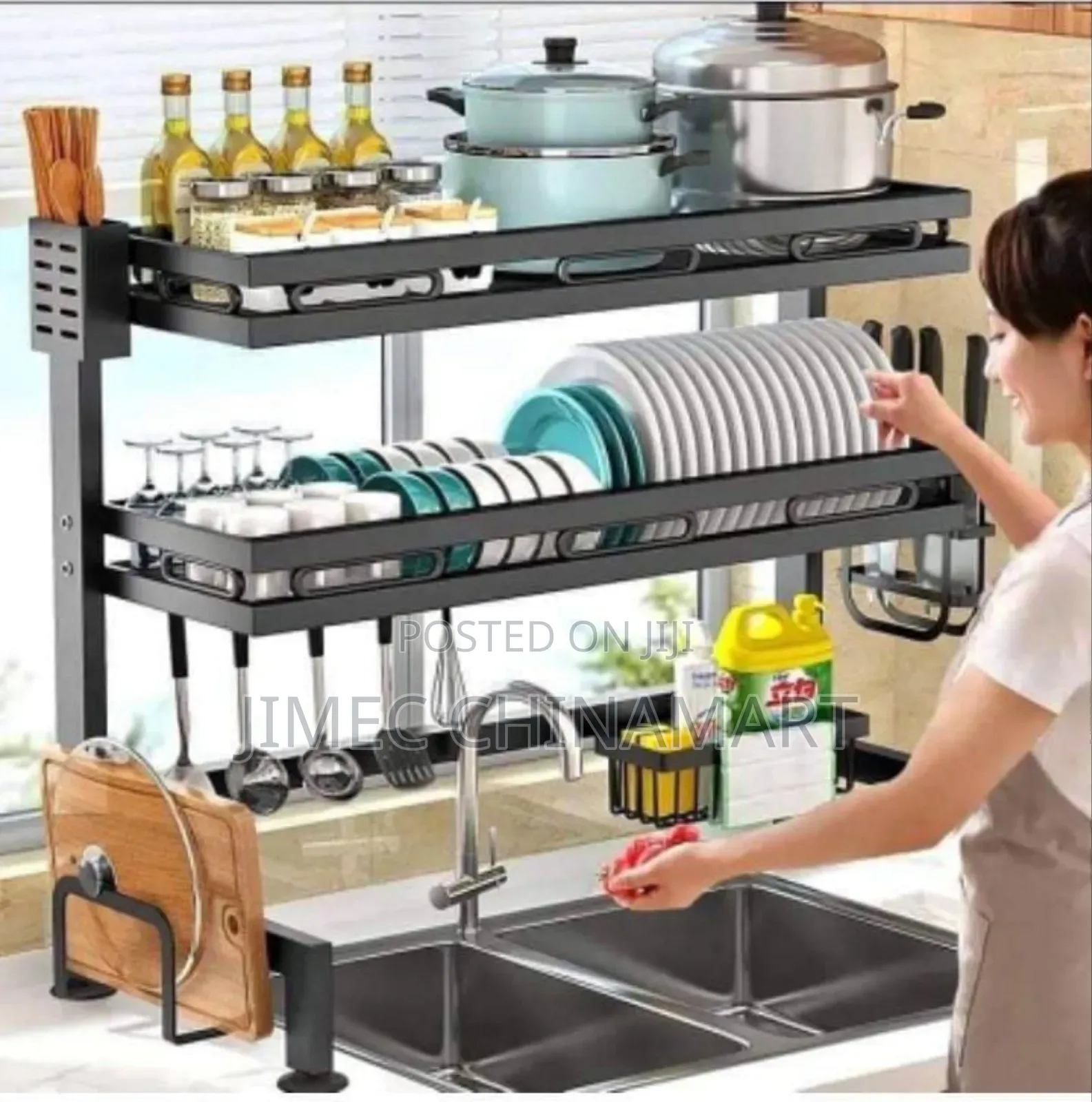 2-Layer Double Sink Utensil Rack