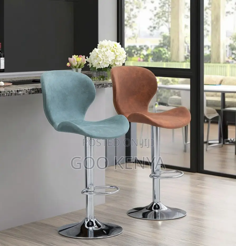 Home Bar Stool; Metal Base Ergonomic Adjustable Swivel Bar Stool