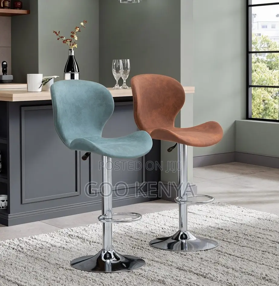 Home Bar Stool; Metal Base Ergonomic Adjustable Swivel Bar Stool