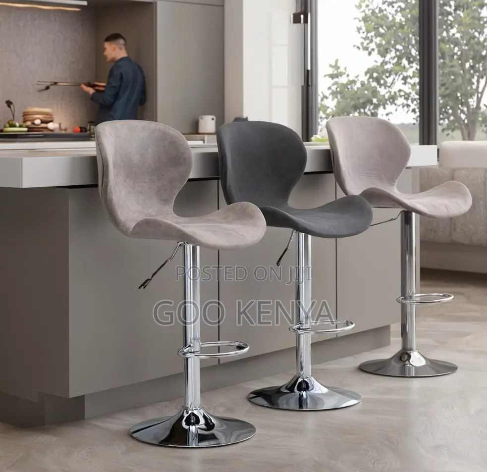 Home Bar Stool; Metal Base Ergonomic Adjustable Swivel Bar Stool