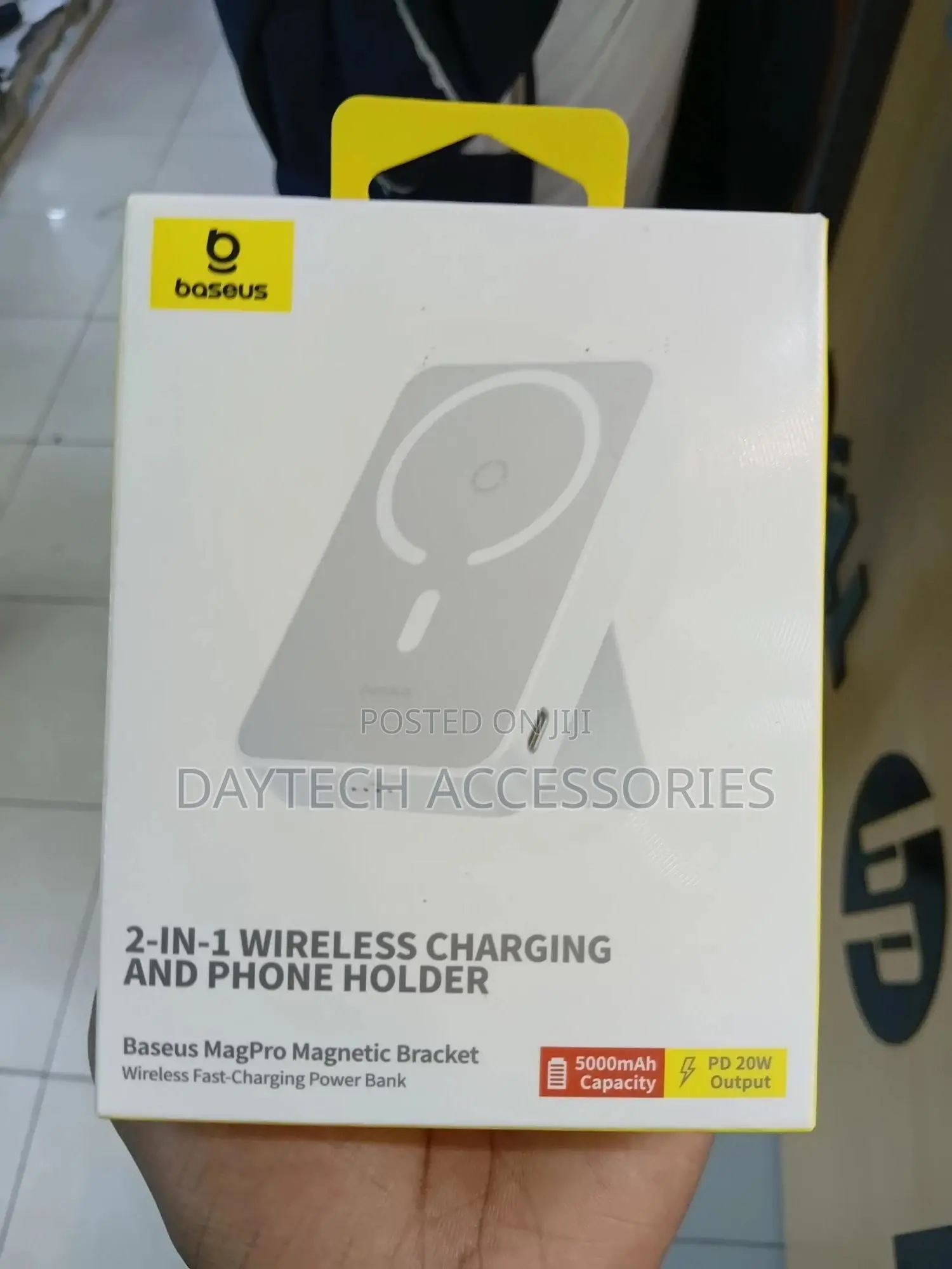 Baseus Magpro Magnetic Power Bank 20w 5000mah With Stand - White