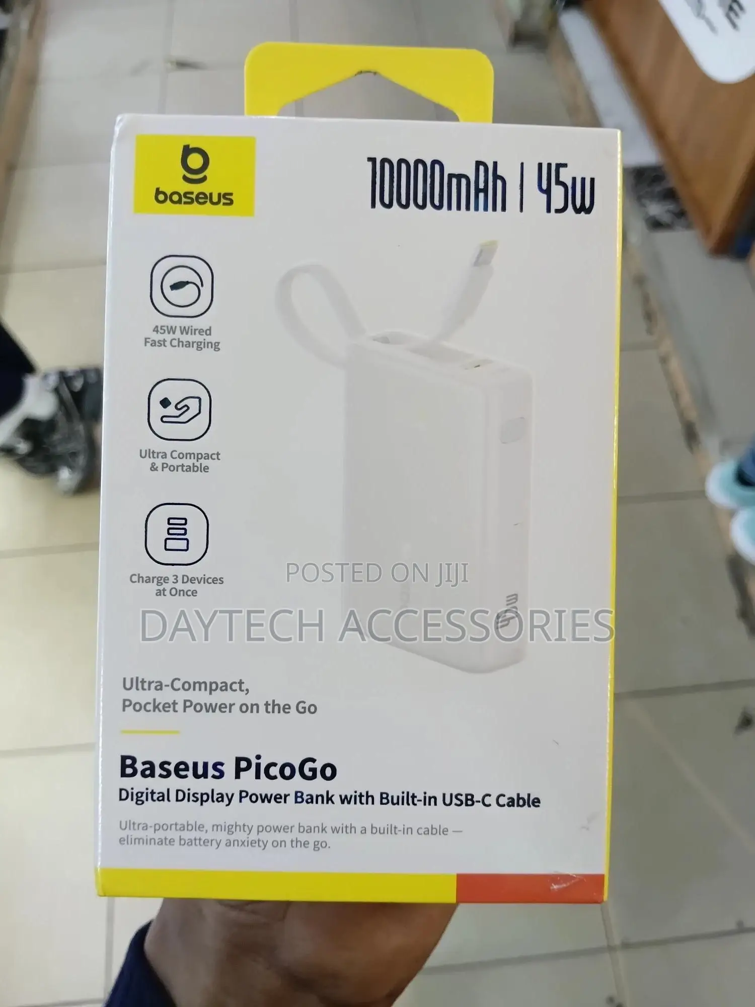 Baseus Picogo Power Bank 45w 10000mah With Type-C Built-in Cable