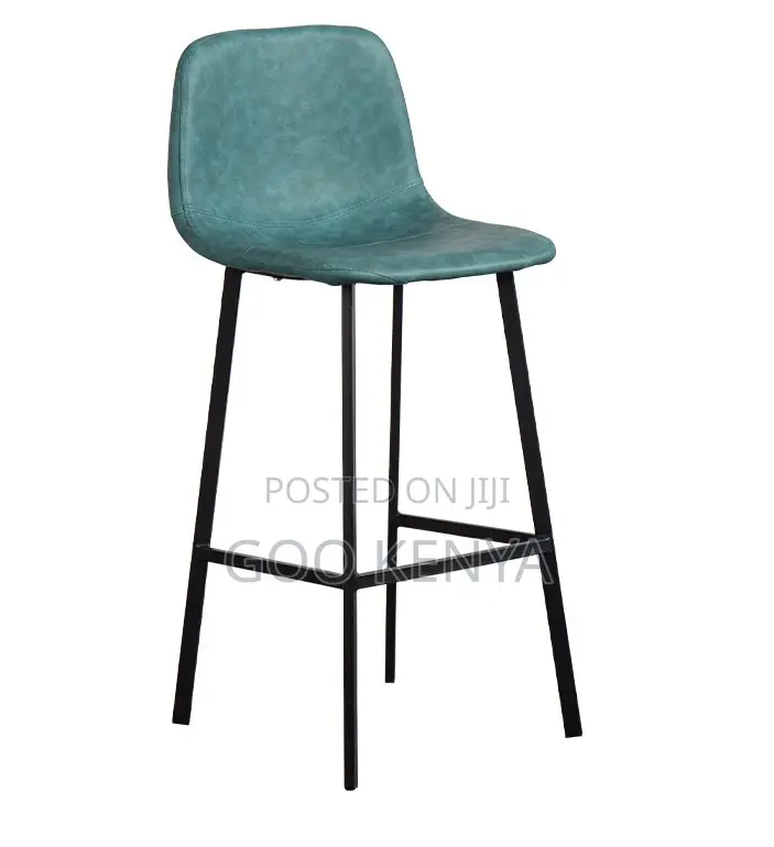 Home Bar Stool; High-Back Black Metal Counter Height Bar Stool