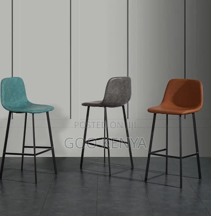 Home Bar Stool; High-Back Black Metal Counter Height Bar Stool