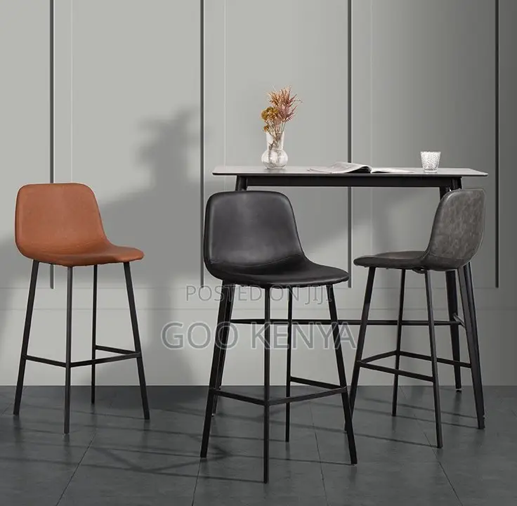 Home Bar Stool; High-Back Black Metal Counter Height Bar Stool