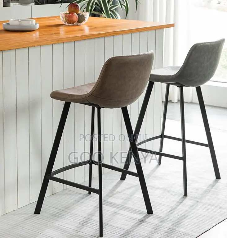 Home Bar Stool; High-Back Black Metal Counter Height Bar Stool
