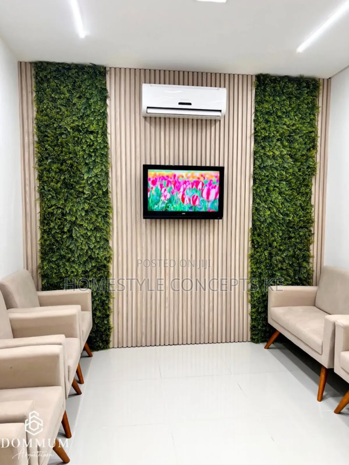 Modern Cool Interior Design Flowers Grass Walls Balcony Office Home