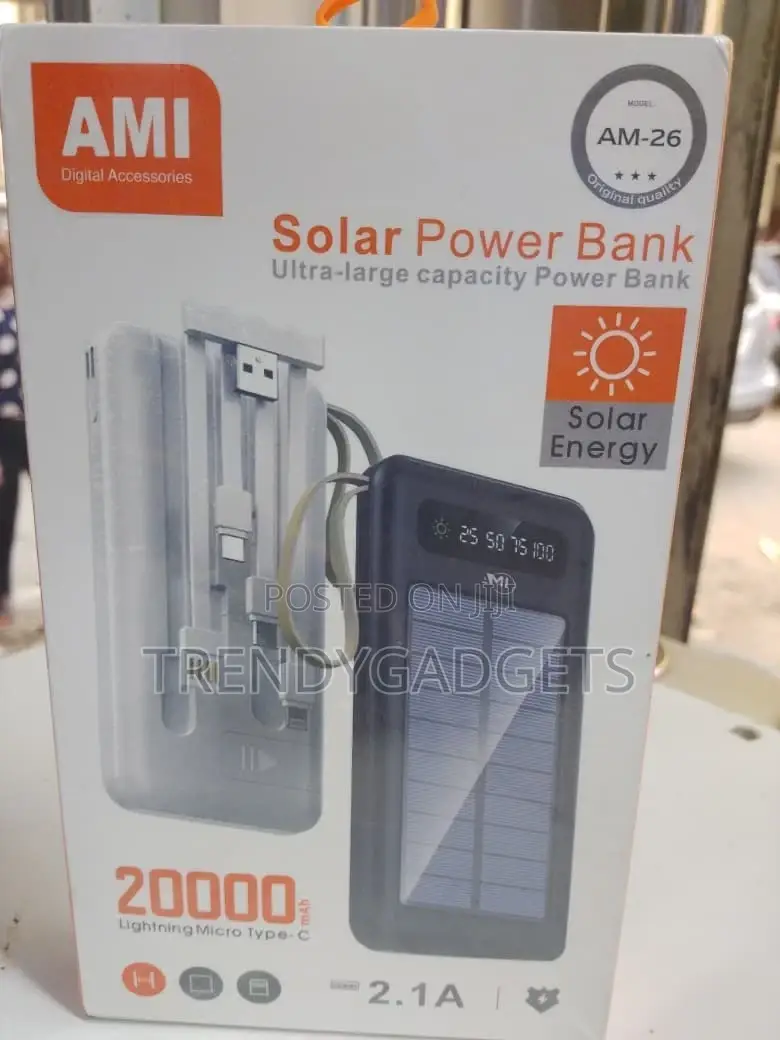 Am-26 Solar Power Bank 20000mah Portable Outdoor Fast Charger