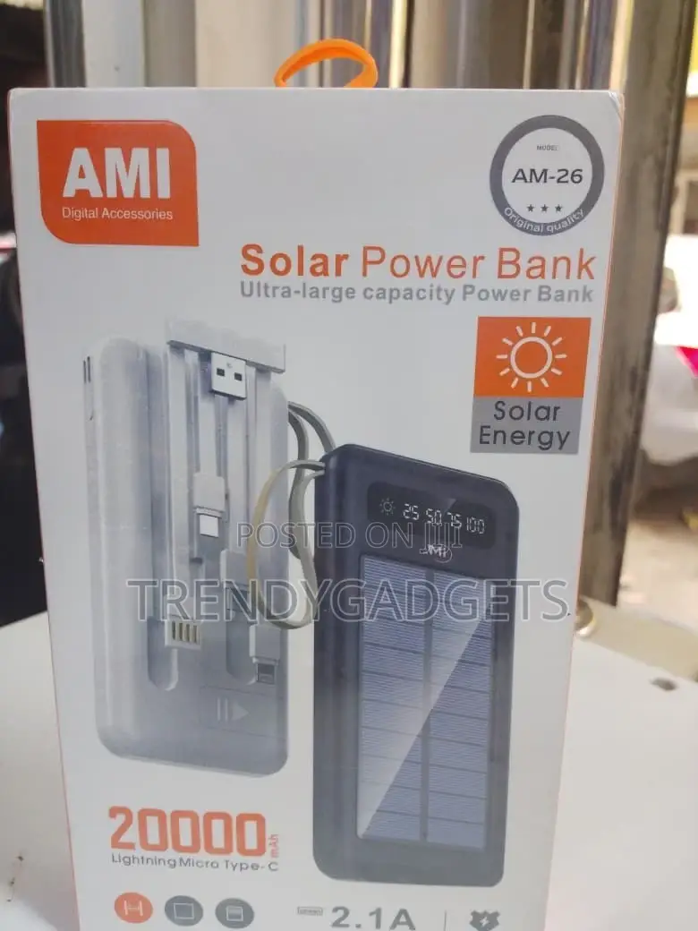 Am-26 Solar Power Bank 20000mah Portable Outdoor Fast Charger