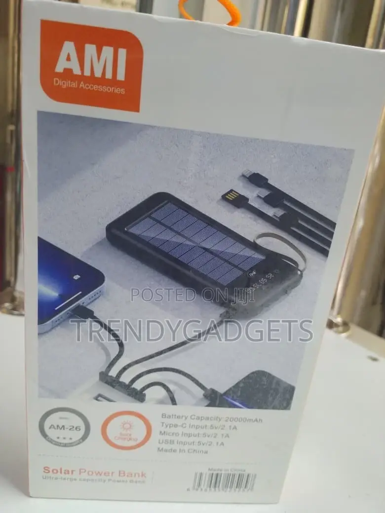 Ami Am-26 Solar Charger Power Bank 20000mah Type-C Input